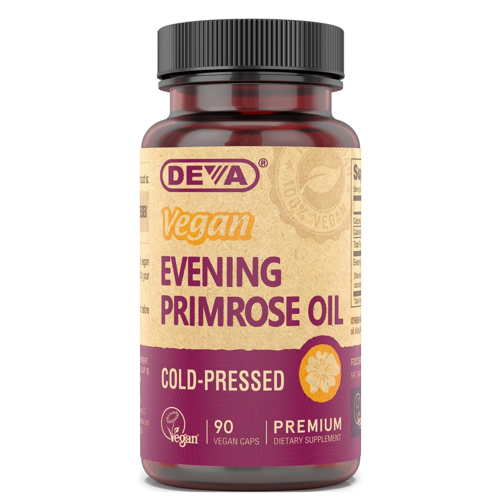 Deva Vegan Primrose Oil, hladno pripravljeno, nerafinirano, 90 kapsul, 1-Pack