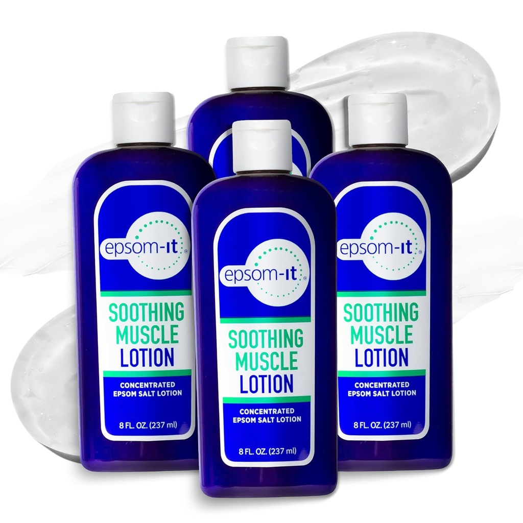 Epsom-It Pomirjujoče mišice losijon - Epsom sol Magnezijev sulfat Krema Arnica za mišice Stiffness, Topical Magnezij losijon, Zagotavlja udobje za noge, koleno in noge, 8.0 oz., 4-Pack