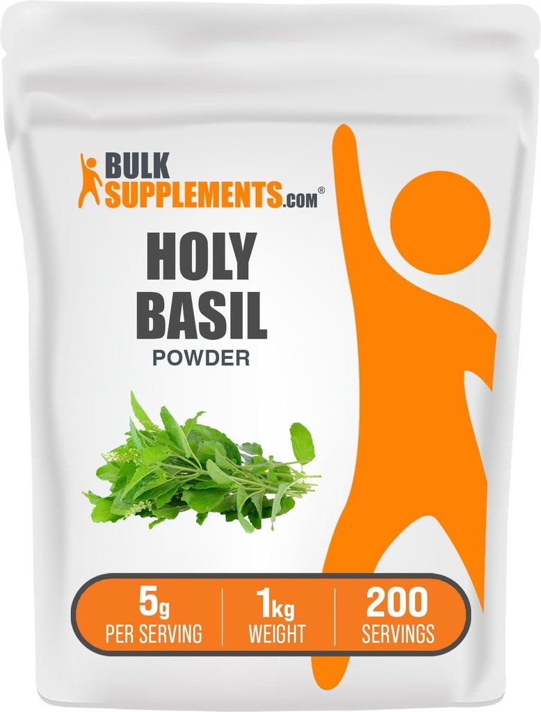 BulkSupplements.com Sveti Bazilij Powder - Sveti Bazilij Dodatek, Sveti Bazilij List Powder - Tulsi Sveti Bazilij, Zeliščni & Gluten Prosti, 5g na Serving, 1kg (2,2 lbs) (Pack of 1)