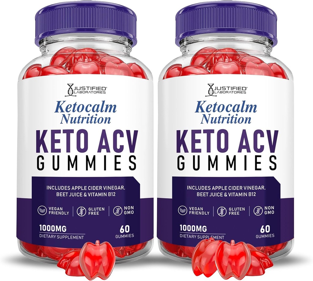 (2 Pack) Ketocalm Nutrition Keto ACV Gummies Napredno Formula 1000MG Keto Calm Nutrition Keto Gummies Apple Cider Vinegar Oblikovan z Granit Beet Juice v prahu B12 Vegan Non GSO 120 Gummies