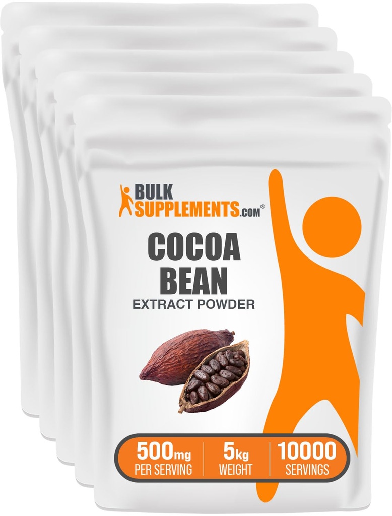 BulkSupplements.com kakavov izvleček v prahu - kakavov dodatek - nesladkan, Vegan & Gluten Free, 500mg na serviranje, 1kg (2.2) (pak 5)