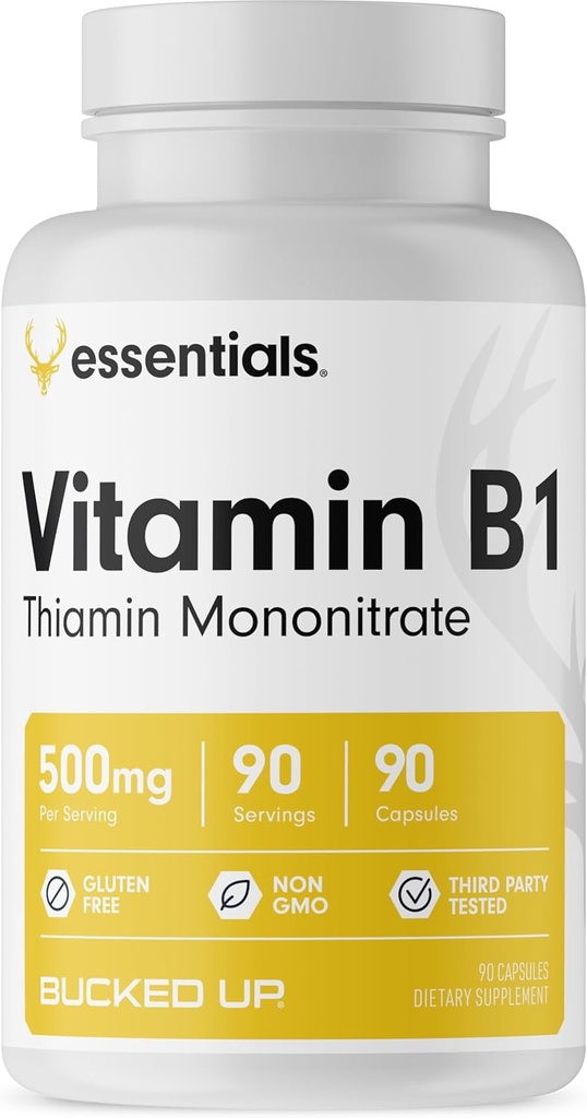 Zmečkan vitamin B1 500 mg Kapsule, esencialne (90 servingov)