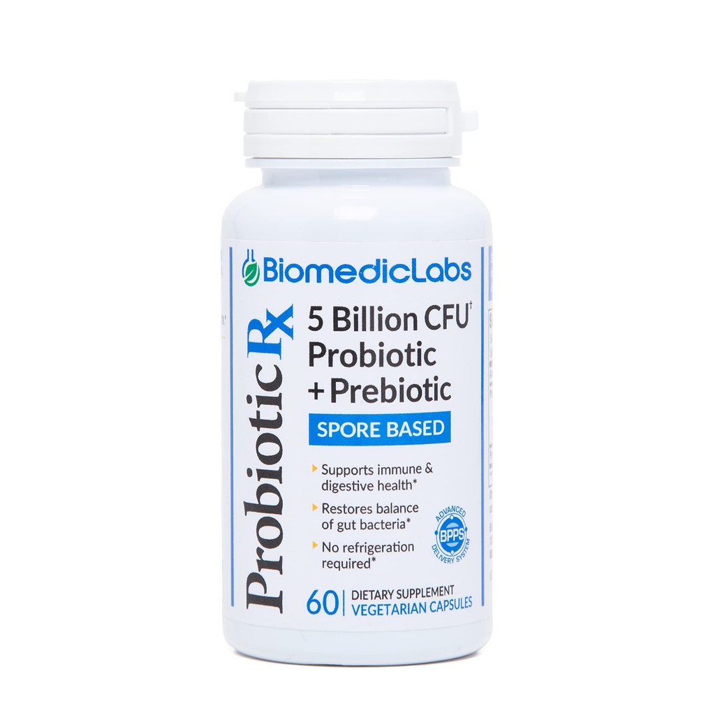 Probiotični Rx: 5 milijard CFU – probiotik + prebiotik - šport-bazen - 60-dnevna dobava - SBO - Podpira Imuno in črevesno zdravje - Na tleh-bazni organisti - Ni potrebno hlajenje