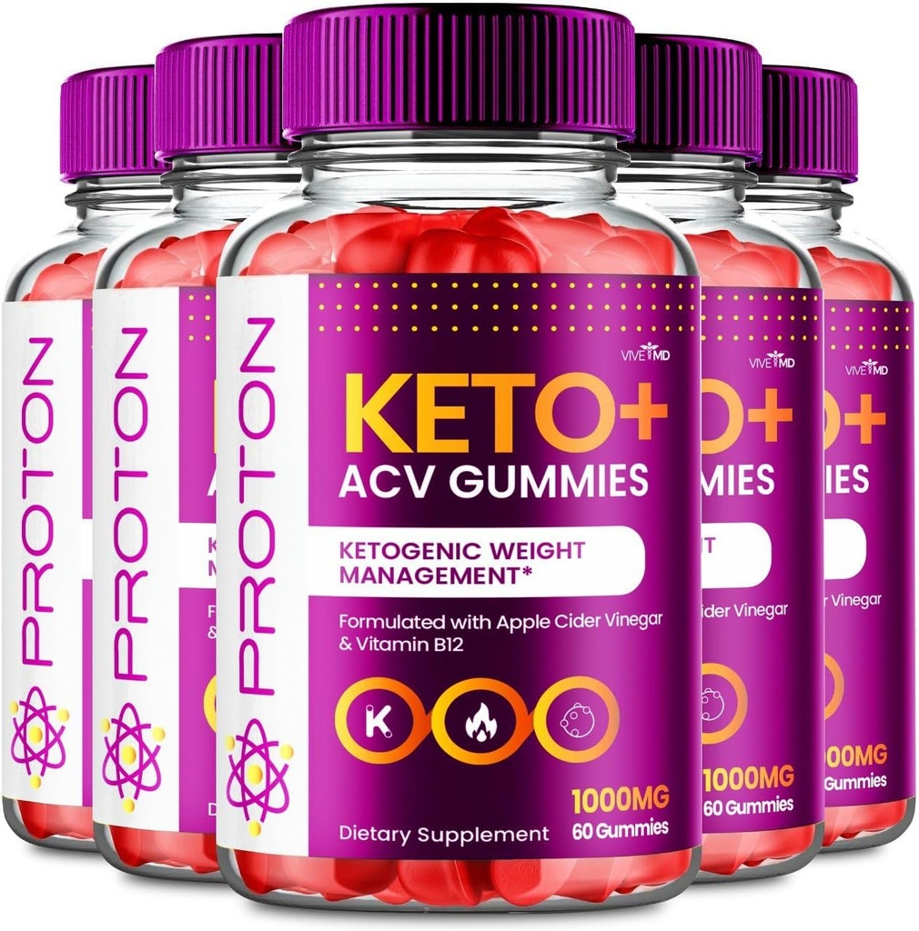 Vive MD Proton Keto ACV Gumies Napredno upravljanje s težo, Protein Keto ACV Gumies, Proton Keto Plus Gumies z Apple Cider Vinegar dodatek 1000mg, Proton Keto+ACV Gumies Ocene (5 pakiranje)