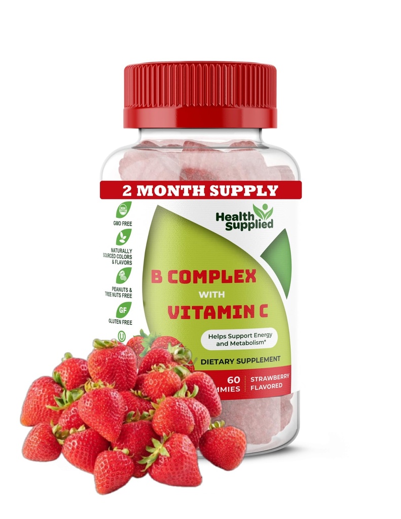 Jagodne arome vitamina B Kompleksni gumiji - B Kompleks z vitaminom C - Podpira živčni sistem in povečuje energijske ravni - Pomaga s kognitivno funkcijo - odlično degustacijo in enostavno požiranje