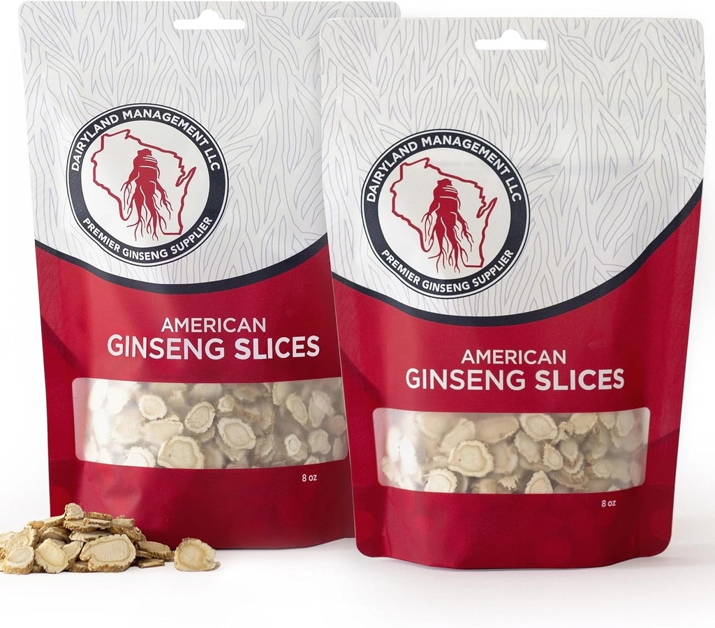 Mlekarna American Ginseng Slices - 16 oz Pack Wisconsin Ginseng Slices – Certified nekaj posebnega iz Wisconsin - Non-GMO, Gluten prosti rezano koren - Zeliščni dodatek v juhi, čaj, Congee