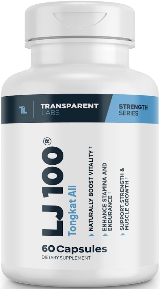 Prozorni laboratoriji LJ100 - Eurycoma Longifolia Tongkat Ali Extract 100 mg Kapsule za suho telesno maso, moč in izboljšanje zmogljivosti - 60 Count