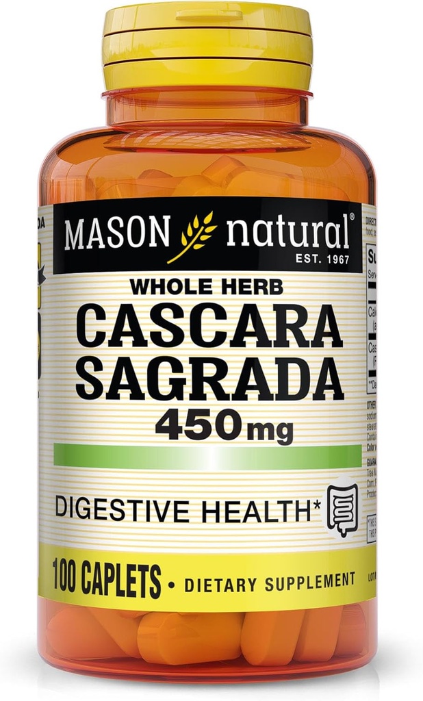 MASON NARAVNA Cascara Sagrada 450 mg, Zeliščni dodatek za podporo normalne digestivne funkcije, 100 Kapleti
