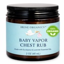 Irene Organics Organic Baby Vapor Chest Rub Clean Vapo Rub izdelan iz nestrupenih sestavin, kot so Eucalyptus Essential Oils, varno za vse starosti, Novorojenčki in dojenčki, Bolni otroci bistvenega pomena