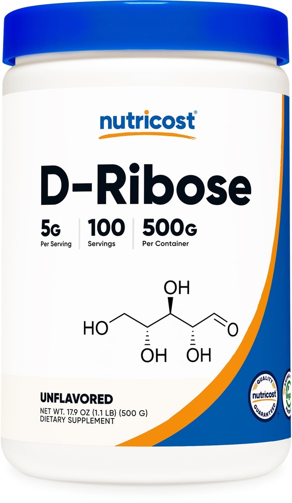 Nutricost D-ribozni prašek 500 po Gramu - 5000 mg na obrok, ne- GMO (500 po Gramu)