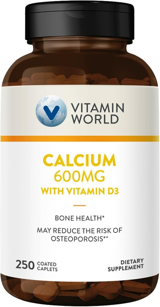 Vitamin World Calcium 600mg + Vitamin D3 250 Obloženi kapucini