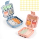 Dynippy Daily Pill Organizer 5 Kompartmenti Prenosni Vlažilni dokaz majhna tabletka Zabojnik za žepke tabletke Potovanja z zapornico Prenosna medicina Vitamin Ribje olje Imetnik vsebnik (Modra rožnata)