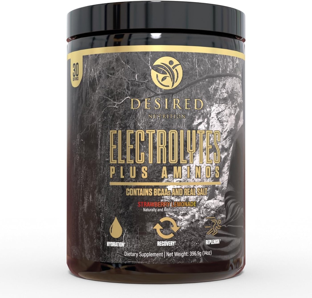 Electrolytes Plus Amino Electrolytes Plus Amino Recovery Drink v prahu, popolna hidracija in aminokisline/BCAA, jagodna limonada (30 servov)