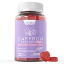 Saffron Supplements Gumies 100mg - 100% Pure Saffron Extract z magnezijevim glicinatom, L-teanina, kurkuma, Ashwagandha, Med & Vitamin B kompleks za Mood & Moč, Antioksidant, Vitalnost - 60 Count