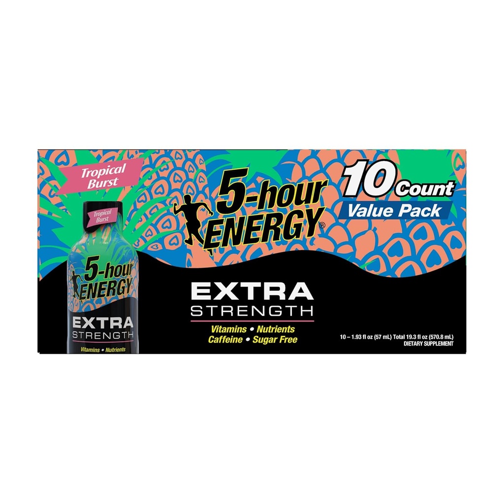 5-urna energija, Shot Dodatna moč, Tropical Burst, 1,93 Fl Oz, 10 Štetje