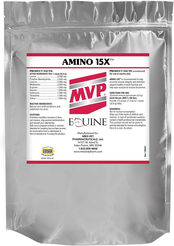 Amino 15X (3 lb) -Podpora zdrave mišične funkcije, razvoj in popravila konj