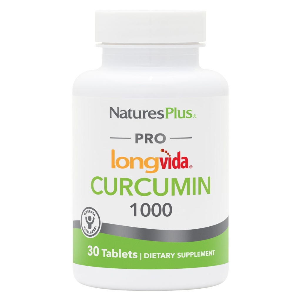 NaturesPlus PRO Longvida Curcumin 1000 mg - 30 tablet - spodbuja zdravo brezplačno radikalno zaščito - Non-GMO, Vegan & Gluten brezplačno - 30 streže
