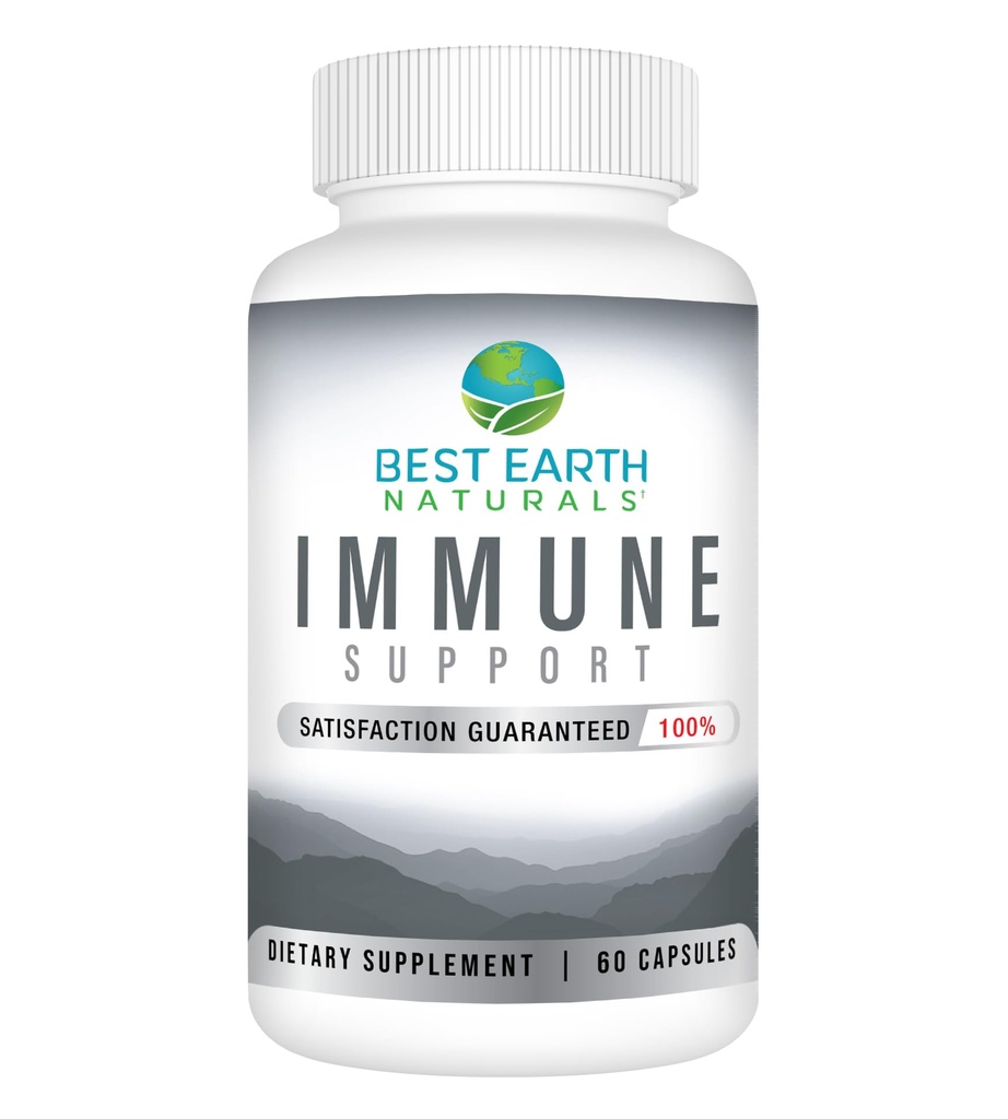 Best Earth Naturals Immune Support Supplement - Multi Vitamins for Adults with Vitamin C 30mg, Vitamin E 30 Iu, Turmeric, Mushroom, Garlic Supplement & More - 60 Capsules