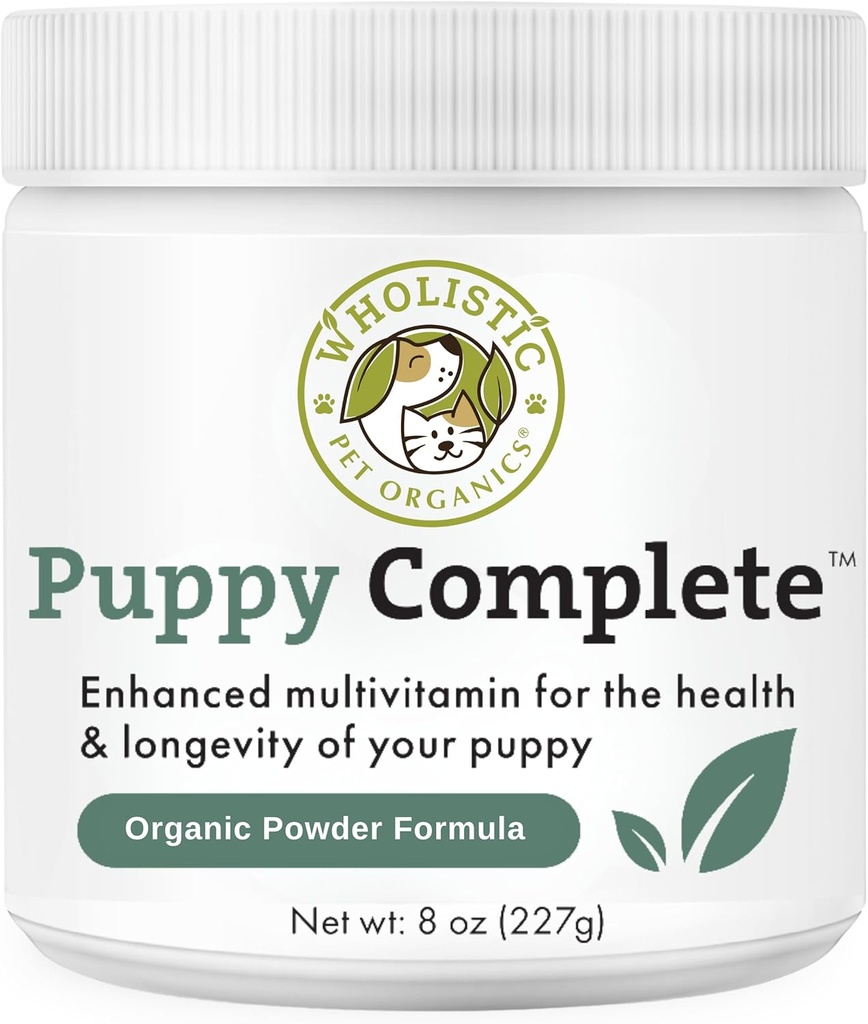 Whalistic Pet Organics Puppy Complete - Dog Multivitaminski prašek - 8 Oz - Dnevni pasji vitamini in dodatki za doma izdelano hrano - Imunski sistem, koža, plašč in splošno zdravje - majhne in velike pasme mladike
