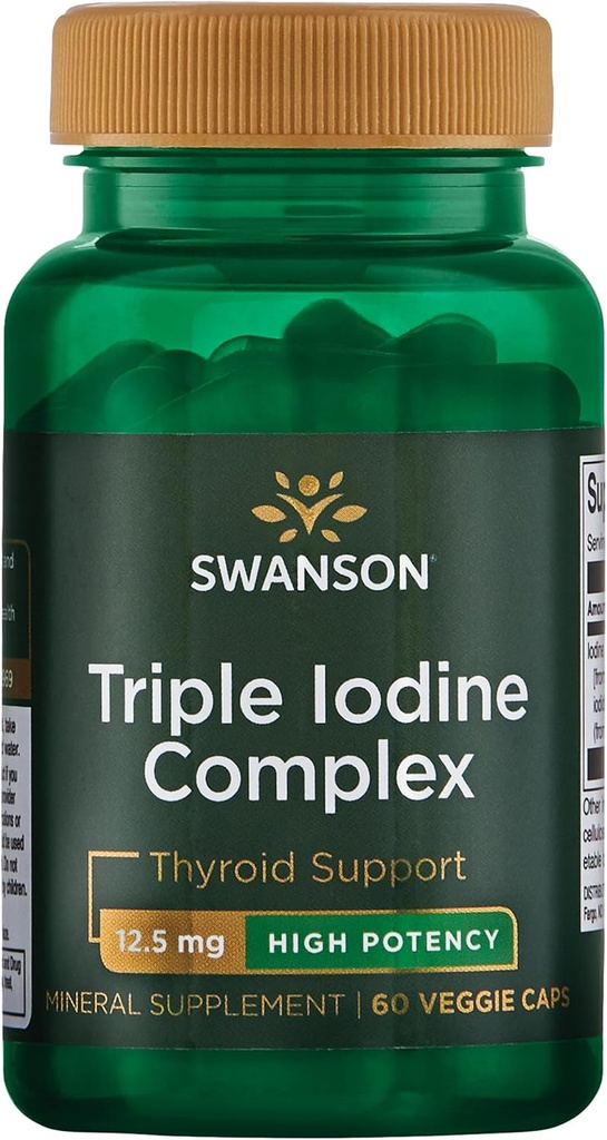 Swanson Triple Jodine Complex-Naravna dopolnila za Vital ščitnico podporo-promotes metabolične funkcije, povečanje proizvodnje rdečih krvnih celic, in zdravje srca-(60 Veggie kapsule, 12, 5mg vsak) 1 pakiranje