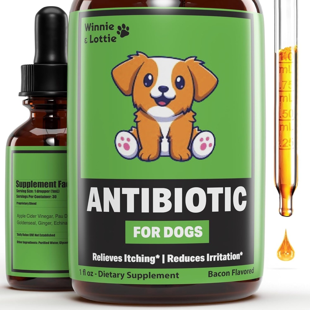 Naravni pasji antibiotiki - Antibiotiki za pse - podpira srbečico, alergijo, imunozdravje & več - Antibiotiki za pse - srbečica Olajšanje za pse - Zdravljenje okužb s srbečico pri psih - 1 oz