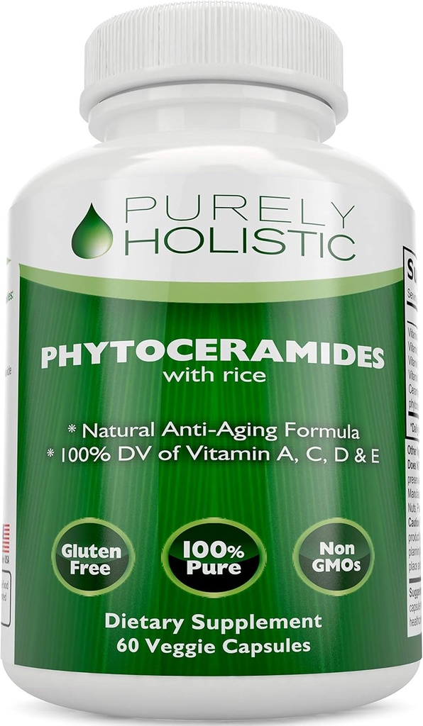 Fitoceramidi Kožna terapija Dopolnilo 60 Kapsule 100% Na rižu 100% naravne vegetarijanske/ veganske kapsule 100% DV vitamina A, C, D in E brez polnil ali umetnih sestavin