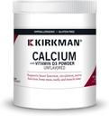 Kirkman - Kalcij z vitaminom D3 v prahu - 8 oz - Eterični minerali - pomaga ohraniti močne kosti - nearomatizirana