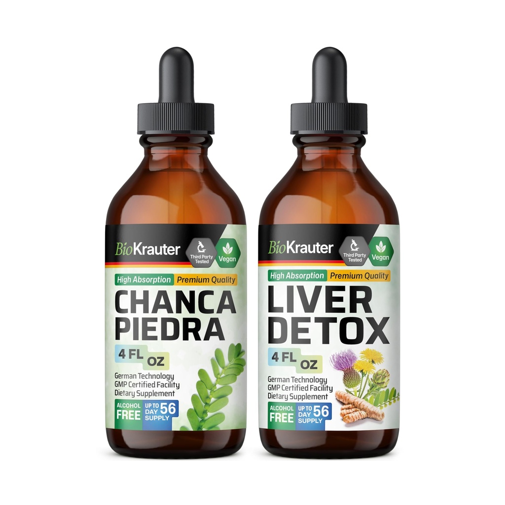 BIO KRAUTER Chanca Piedra Tinkture 4 Fl. Oz. & Jetrni detox Tinkture 4 Fl. Oz.