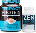 Nutrologija TRIPACT Protein Powder, 7-v-1 Zamenjava obroka Shake, Vanilla Latte Cinnamon Flavor (20 Servisi) Zen Natural Magnezij dodatek (30 servies)