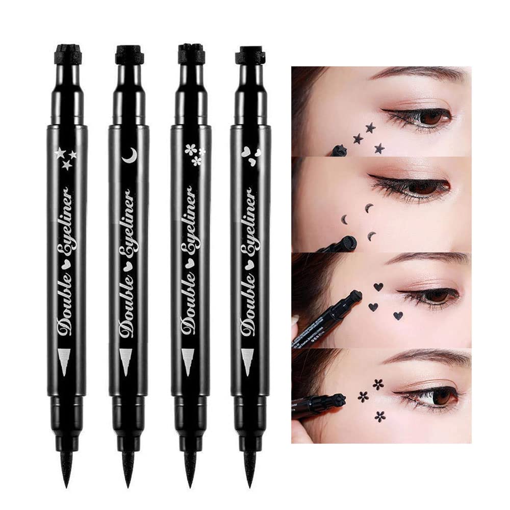 BINGBRUSH dvostranski tekoči žig Eyeliner Pen, obrazne znamke ličila Izjemno črno vodoodporni Slim Gel Felt Nasvet High Black Pigment Liquid Eyeliner & pečat (črna)
