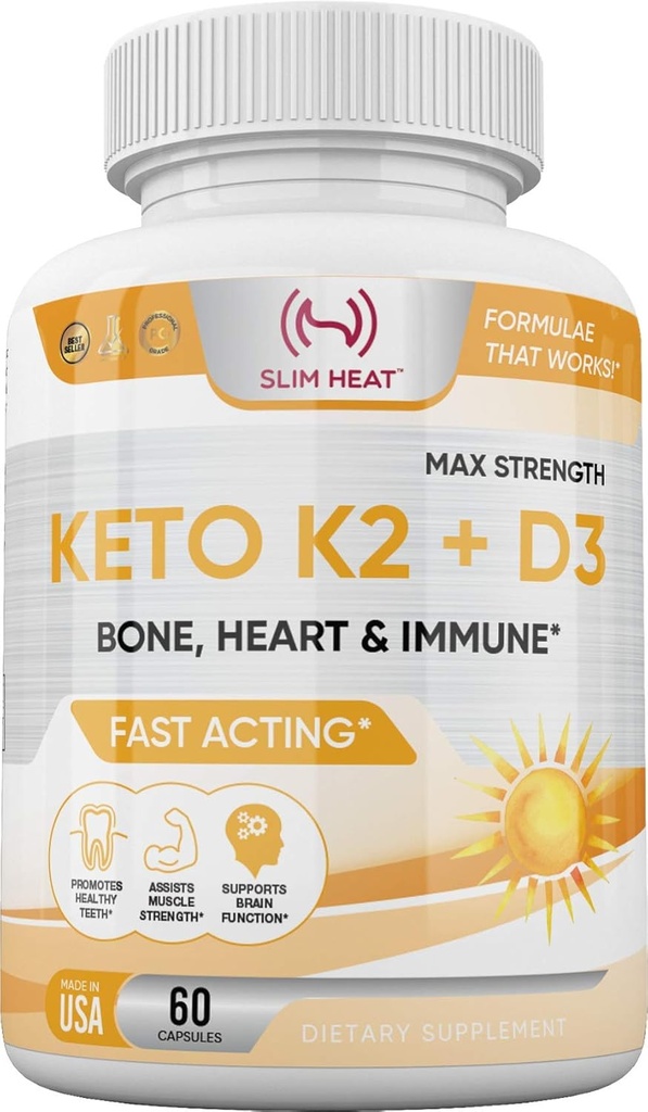 Vitamin K2 + D3 s kalcij - kostno, srčno in imunsko formulo - K2 D3 Vitamin dodatek za ženske in moške - 60 kapsul