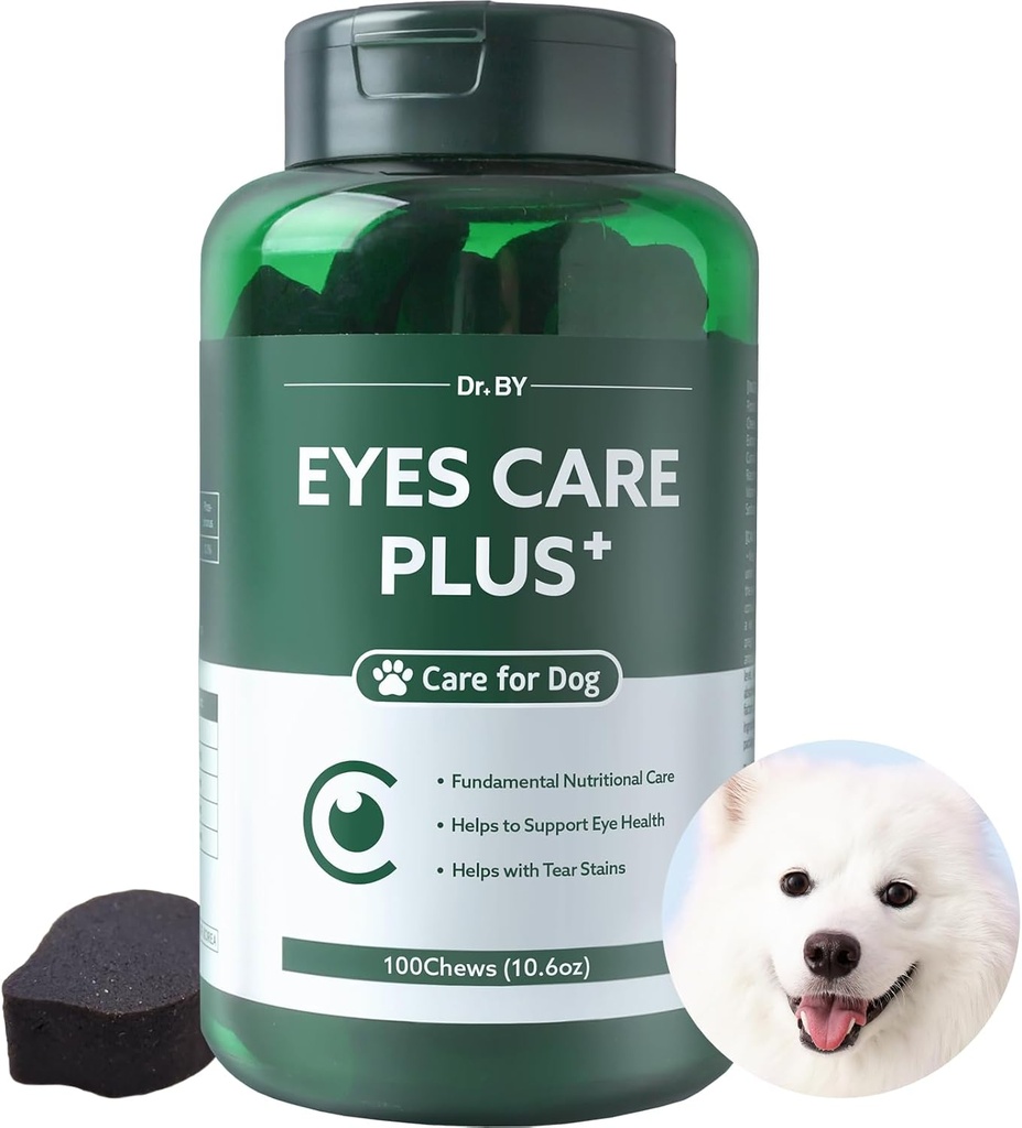 Dr.by Eyes Care Plus Dog Tear Stain dodatek kapljice za oči za pse Podpora za zdravje oči z mlekom Thistle Lutein Beta karoten - 100 mehkih žveči