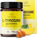 HERBAMAMA L-tirozin Gumies - 1000mg L-tirozin za podporo možganom Clarity - Vegan, ne-GMO energija in fokus dodatek - 90 pektin na osnovi mango-flavoriranih žvečil