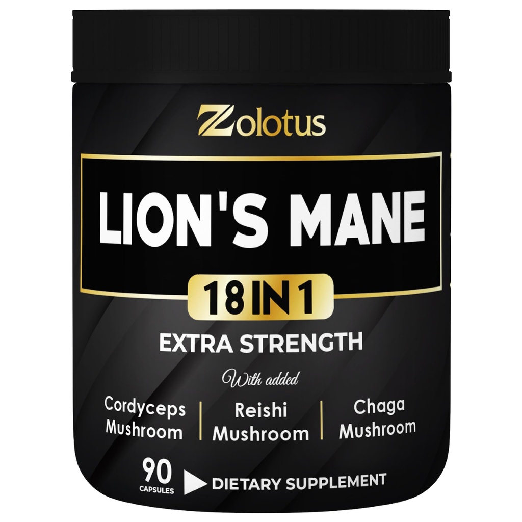 Zolotus Lions Mane gobe kompleksne kapsule s Cordeyceps, Elderberry, Ginkgo Biloba, Bacopa - 90 kapsul