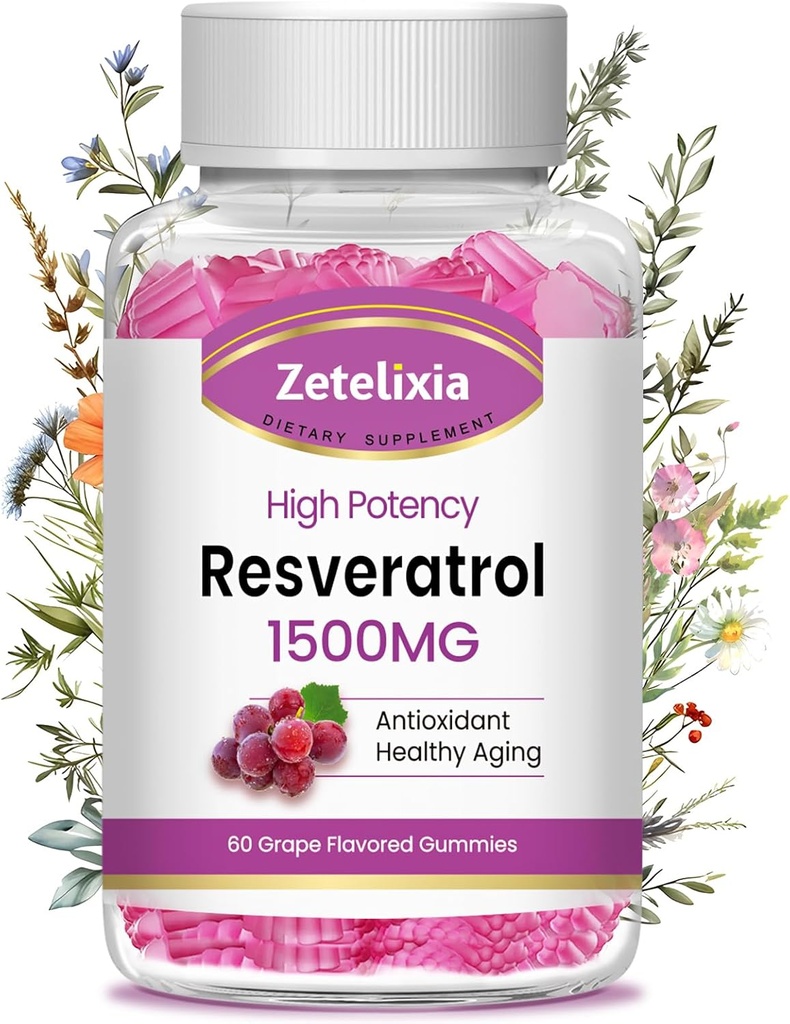 Resveratrol Resveratrol Gumies - Visoka čistost Resveratrol Dodatek za antioksidant, zdravo staranje, kožo, možgane, organske - 60 Gumies