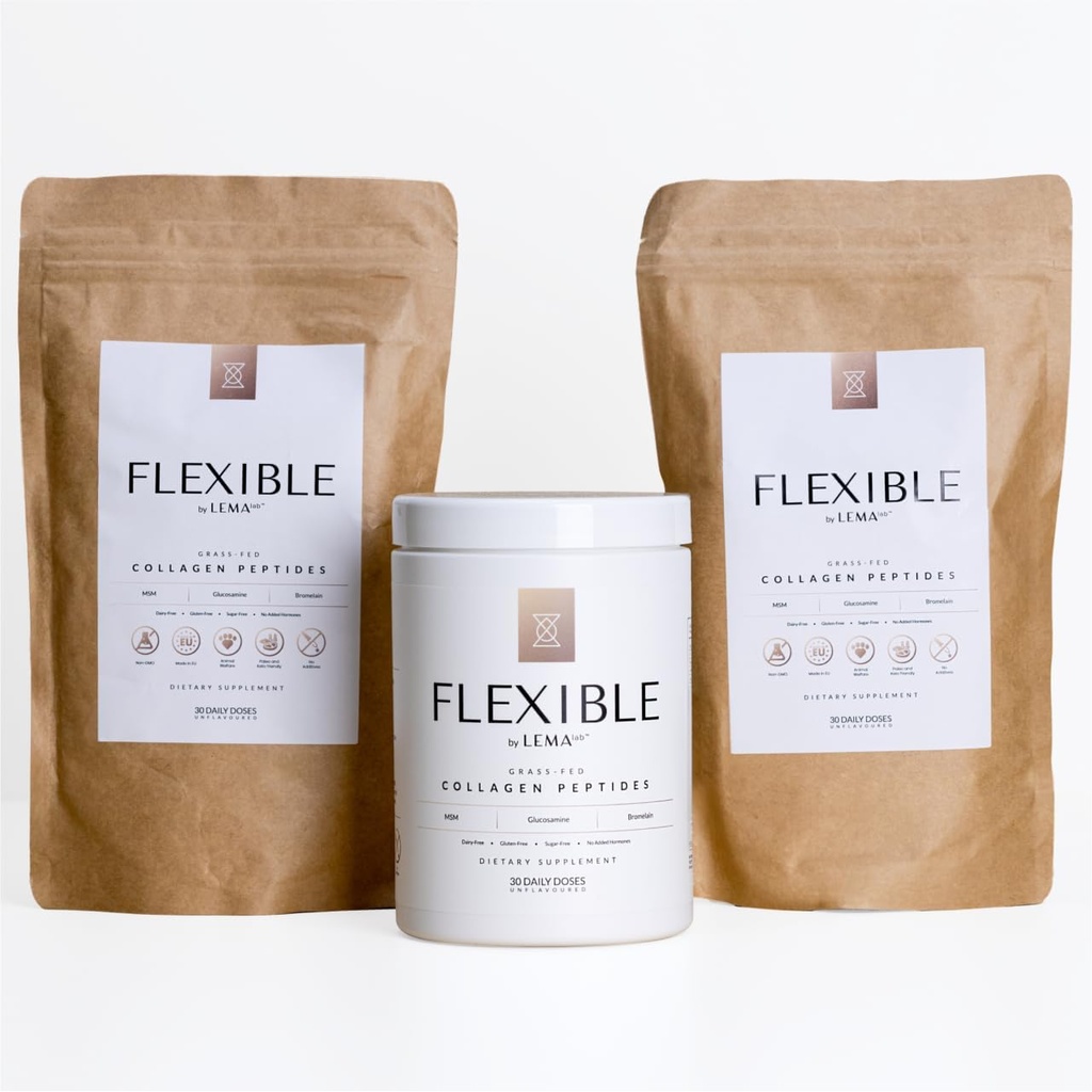 LEMALAB Fleksibilni kolagen peptidi v prahu 3-mesečna dobava – Premium kolagenski dodatki za ženske Skupno zdravje in okrevanje Formula - Grass Fed Kolagen v prahu brez arome, 90 Dnevni odmerki