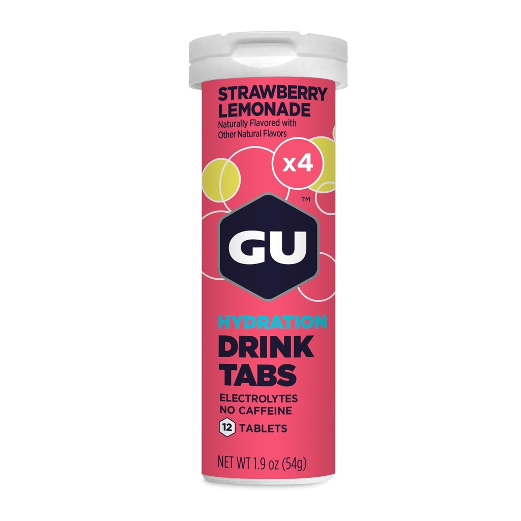 GU Energy Hydration Electrolyte Drink Tablets, Enhanced Endurance Sports Drink for Running, Cycling, Triathlon, 4-Count (48 Servings), Strawberry Lemonade
