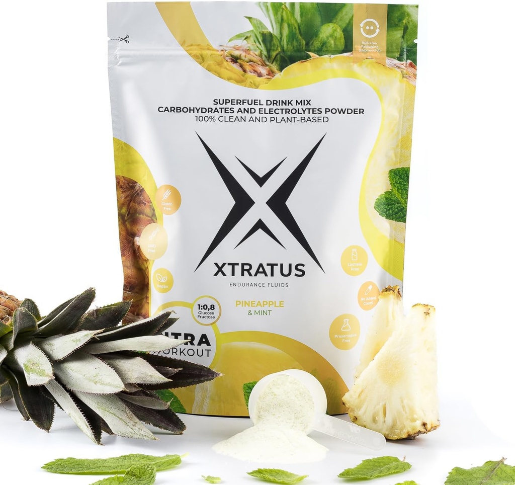 Ananas in Mint - Intra usposabljanje dodatek z ogljikovimi hidrati in elektroliti. Super Gorivo pijača Mix. 1:0,8 (glukoza:fruktoza). Pravo sadje, Vegan - 35,27 Oz.
