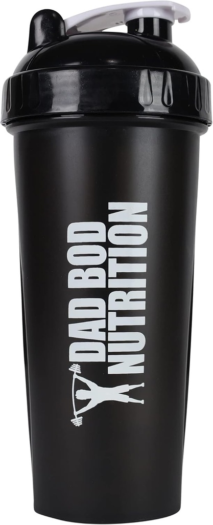 Dad Bod Nutrition Funny Protein Shaker steklenica 28 Ounce Water Cup (Črna Lid)