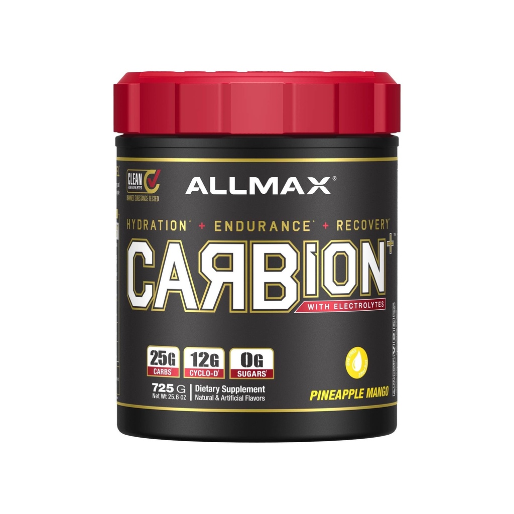 ALLMAX Nutrition - CARBION+ Vadbena hidracija dodatek v prahu z elektroliti, podpira vzdržljivost, regeneracijo in vadbo, Gluten prost in Vegan, Ananas mango, 25 Serving
