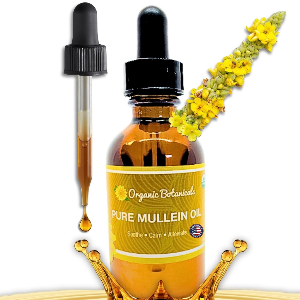 Pure Organic Mullein Oil - Organic Mullein Uhovo olje kapljice - naravna nega za ušesa rešitev za ušesa, tinitus, in otroci - zeliščni mullein ekstrakt tekočine za blažilni Relief (2 oz)