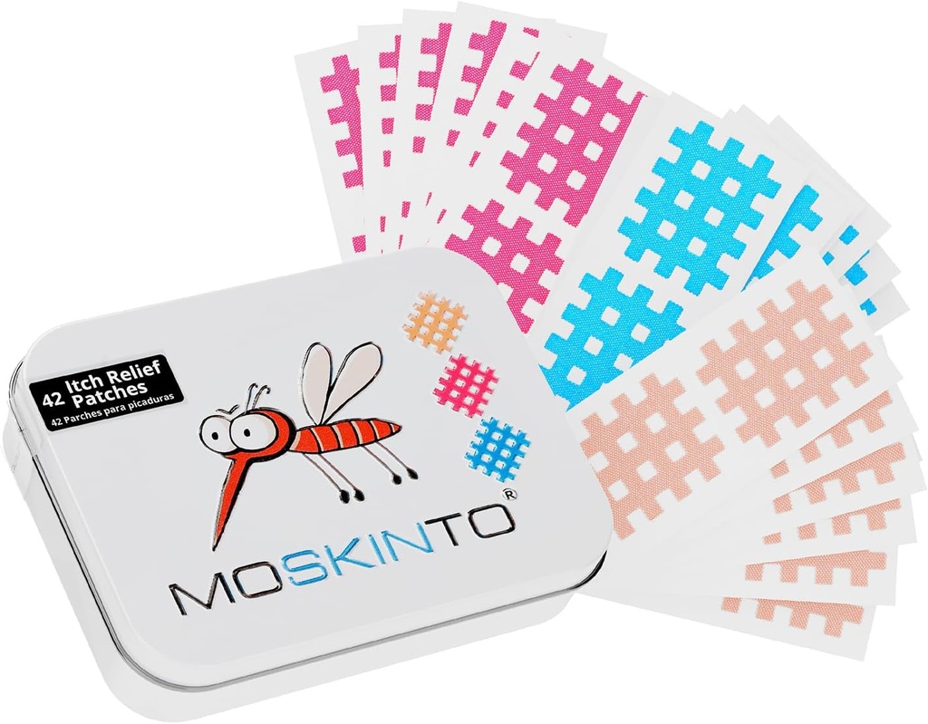 Moskinto Originalni Mosquito Srbečica Relief obliži za otroke in odrasle, Bug ugrizi obliži pomirjajo Otekanje in srbečica, Anti Srbečica ugriz Relief, Suction orodje Alternative, Family Pack, 42 Count
