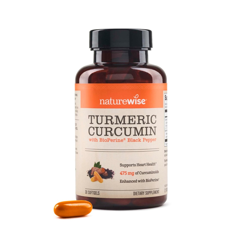 NatureWise Kurkumin 500mg s črnim poprom Mehkužci - dodatna moč, izboljšana absorpcija - 95% kurkuminoidi & BioPerin za imuno podporo - Gluten-free, Non-GMO - 30 Count[1-Mesech Supply]