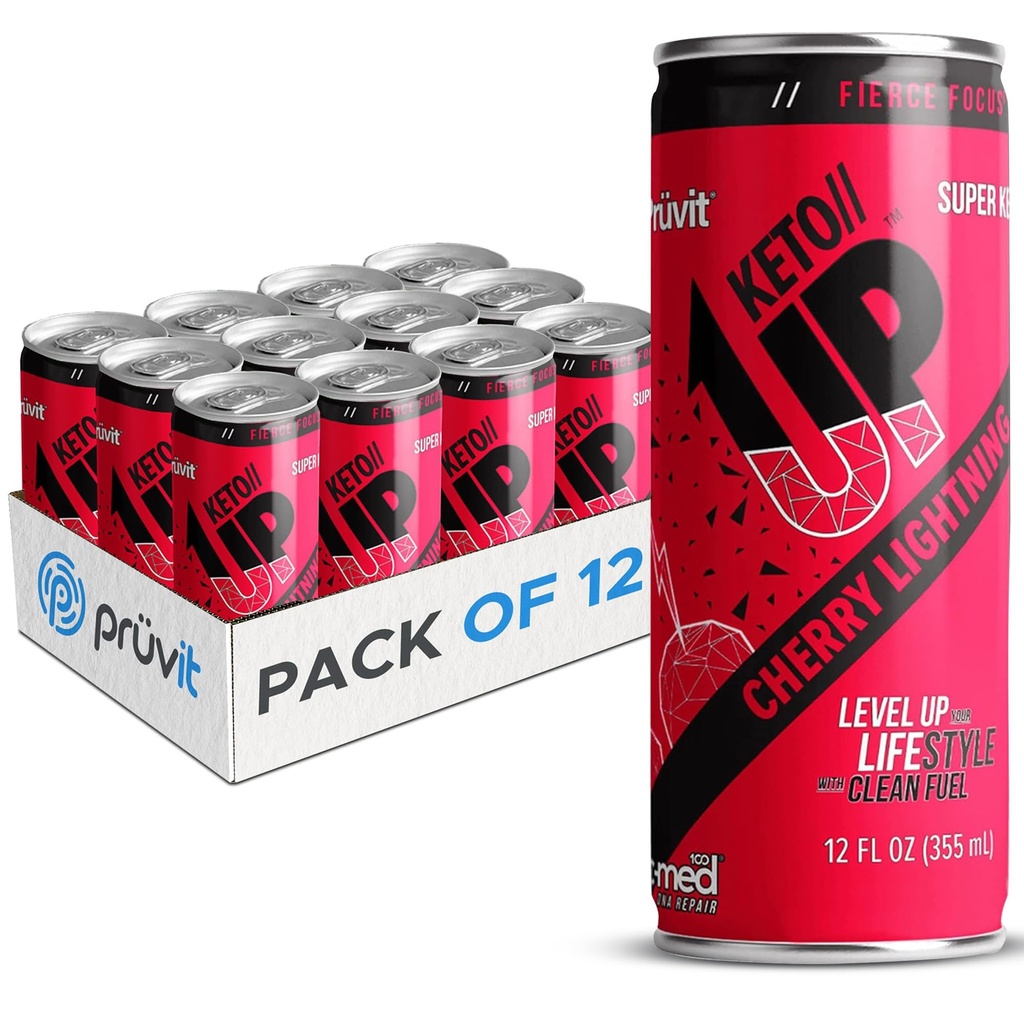 Cherry Lightning Keto//Up® pijača – Ketoni za fokus za moške in ženske – 12 paketov