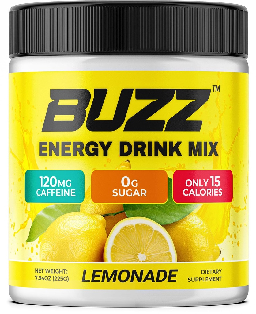 Jutro Buzz Energy Drink Powder - Energy Boost - Sugar-free Energija z antioksidanti - Jutranji kik in šport Nutrition Endurance Product - 30 Serving, Limonada, 8 Ounce