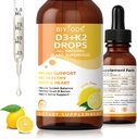 Vitamin D3 K2 tekoče kapljice – liposomski 1000 i.e. D3 & 200 μg K2 MK-7 – visoka absorpcija, imunološka, podpora kosti in srca, ne-GMO, limonska aroma, 60 ml