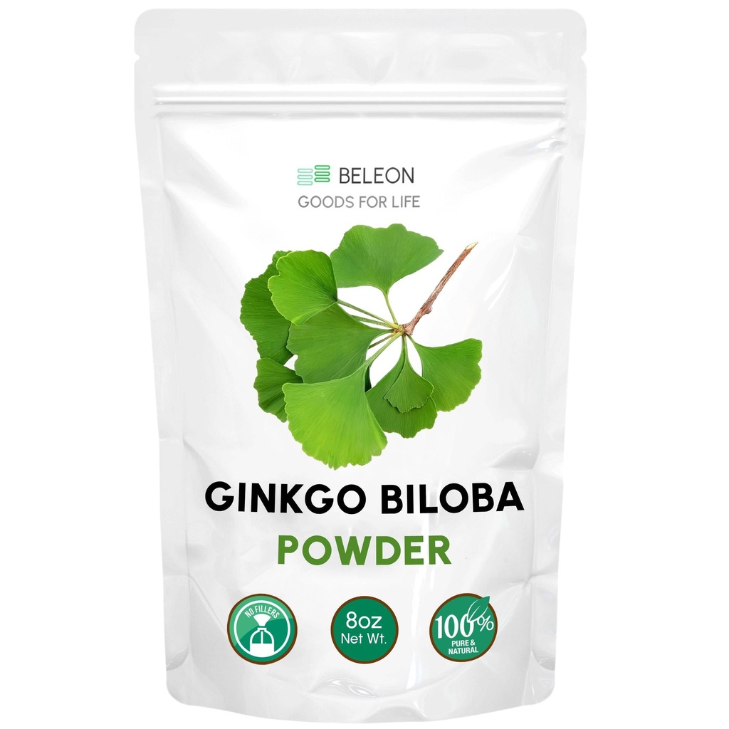 Ginkgo Biloba Powder 8 oz - Čisti naravni dodatek, Brain Support, Duševna budnost, Filler brezplačno