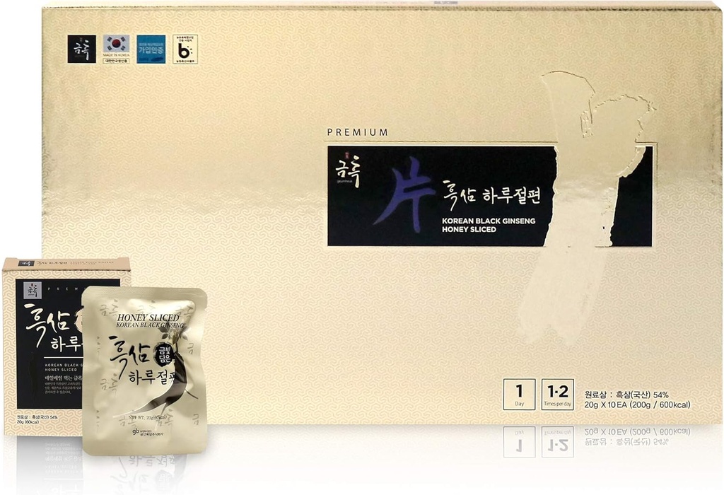 Geumheuk korejska črna med ginseng korena narezana 20g X 10 paketi (200g) - Premium kakovost ginseng povečanje imunitete in spodbujanje izboljšanje imunitete, duševno zmogljivost, Stamina, energija