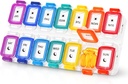 Fullicon vlaži dokaz tablete Organizator 2 krat na dan, velike tablete Box 7 dan, Razlitje dokaz tablete, potovalne tablete vsebnik, zdravila tablete organizator z varno Lids, Daily tablet organizator (Rainbow jasno)