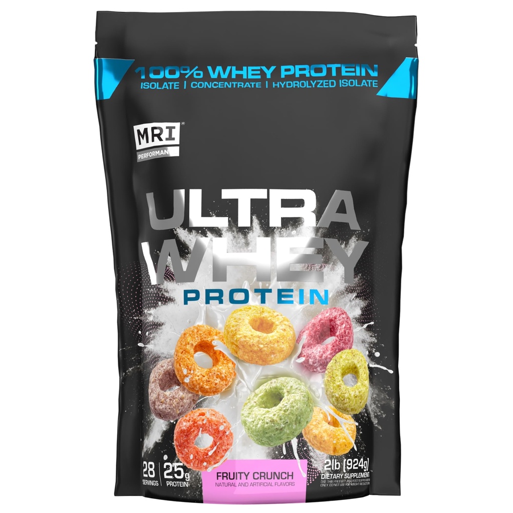 MRI zmogljivost Ultra Whey Protein 25g trojna Blend hidroliziranega, izolat in koncentrat za regeneracijo mišic, Lean Jakost in dnevna podpora beljakovinam (Cruity Crunch, 28 Serving)